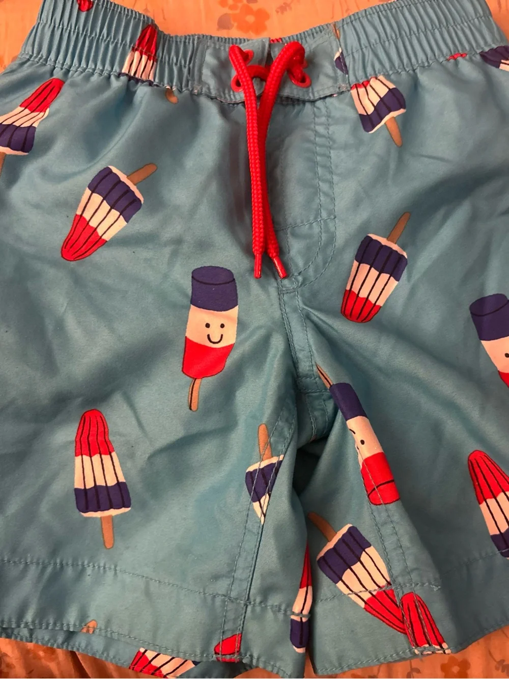 GAP Light Blue Popsicle Print Swim Shorts with Red Drawstring